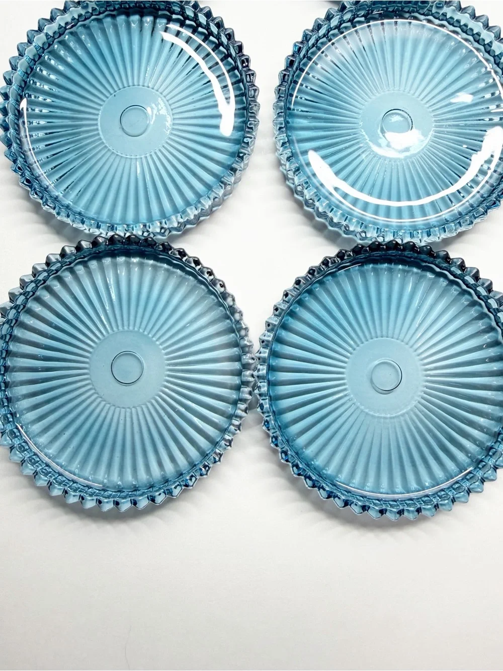 Blue Glass Textured Edge Coasters Set of 6